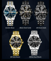 Reloj De Hombre 2024 Moda Nueva Con Rivet Correa De Acero Inoxidable Dial Azul Dorado Luminoso Diamante Agua Resistente Reloj De Negocios - details 5