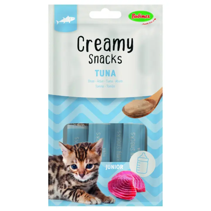 Bubimex Snack Cremoso Gatitos Atún Junior 4x60g - Delicioso snack cremoso para gatitos con sabor a atún (Bubimex) - 1