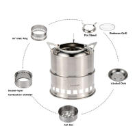 Estufa De Camping Lixada De Acero Inoxidable Para Leña Y Alcohol Estufa De Cocina Al Aire Libre Para Picnics BBQ Viajes Sin Ventilador - details 2