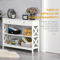 Entrance Console Table Hallway with 2 Drawers and 2 Lower Shelves Modern Furniture Raised Base Anti-tip 100 x 30.5 x 80 cm White - details 6