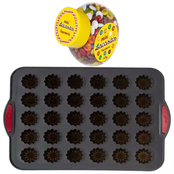 Pack repostería:LACASITOS MINI COLOR BOTE 129G+Silitop" molde silicona 30 flautas negro rojo - 1