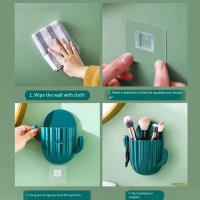 Porta-Pinceles De Cactus Lindo Soporte Para Cuchillas Autoadhesivo Organizador De Artículos De Baño Y Cocina Para Almacenamiento De Cepillos De Dientes - details 2
