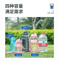Botella De Agua Deportiva Grande Con Doble Pajita 1L 2L 3L BPA Free Reutilizable Para Exteriores Con Correas Para Adultos - details 7