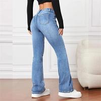 Jeans Flares Micro Para Mujer Casual Vintage Cintura Media Botones Splice Denim Pantalones Oficina Commuter Trend Streetwear - details 3