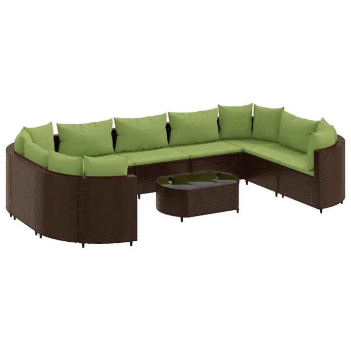 vidaXL Set de sofás de jardín 10 pzas y cojines ratán sintético marrón - 1