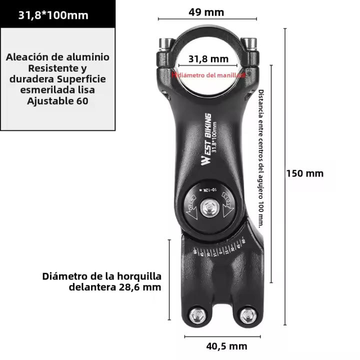 Adjustable Variavel De Manillar De Bicicleta Aluminio Aleación Ángulo De 60 Grados Soporte Delantero De La Horquilla De Bicicleta Adaptador De Manillar De Bicicleta De Carretera - 1