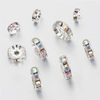 100pcs Bolas De Espaciador De Cristal AB Colorido Y Plata Para Fabricación De Joyas Pulseras DIY Encuentros De Enlaces Metálicos - details 5