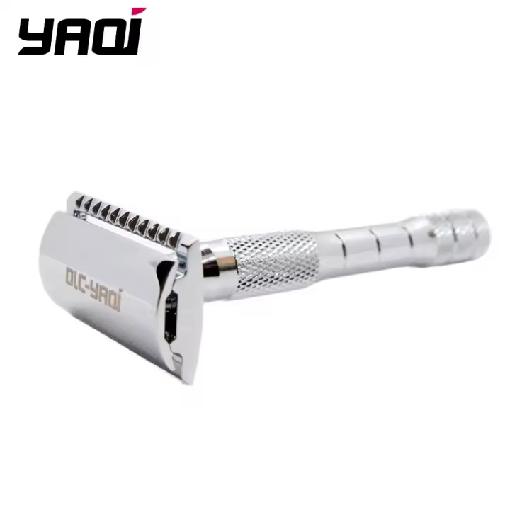 Afeitadora De Seguridad De Doble Hoja Yaqi En Color Cromo Para Baño Seco Y Húmedo Regalo Para Hombres Material De Zinc Y Latón - 1