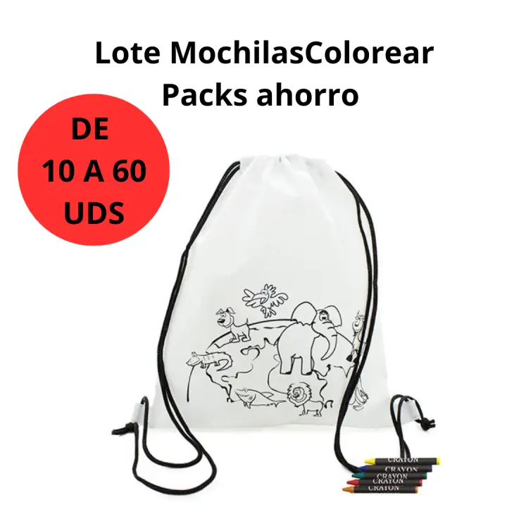 AKARURE Mochilas para Colorear con Dibujos Infantiles y 5 Ceras Incluidas - Regalos para Cumpleaños Infantiles y Fiestas con Niños - 1