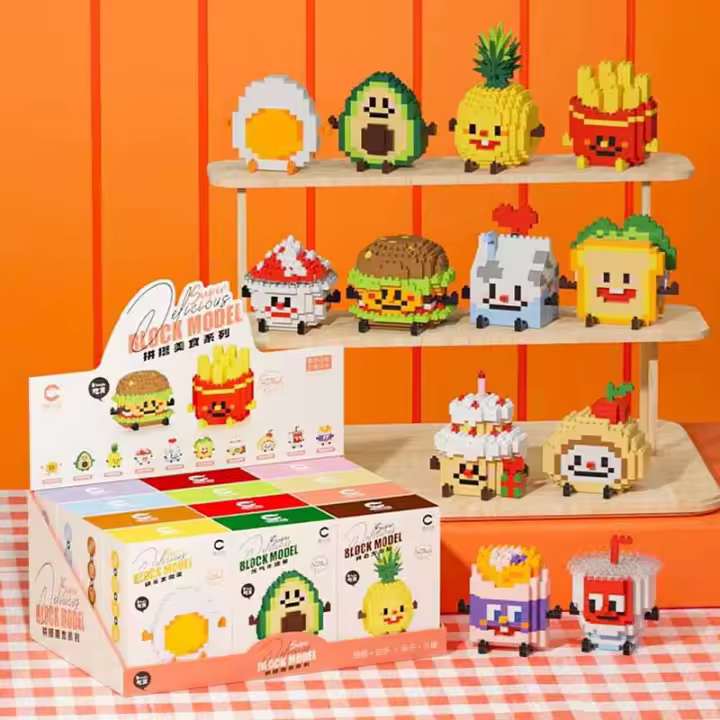 Juego De Bloques De Construcción DIY Para Niños Serie De Comida Y Bebida Set De 12 Piezas Caja De Exhibición Regalo De Navidad - 1