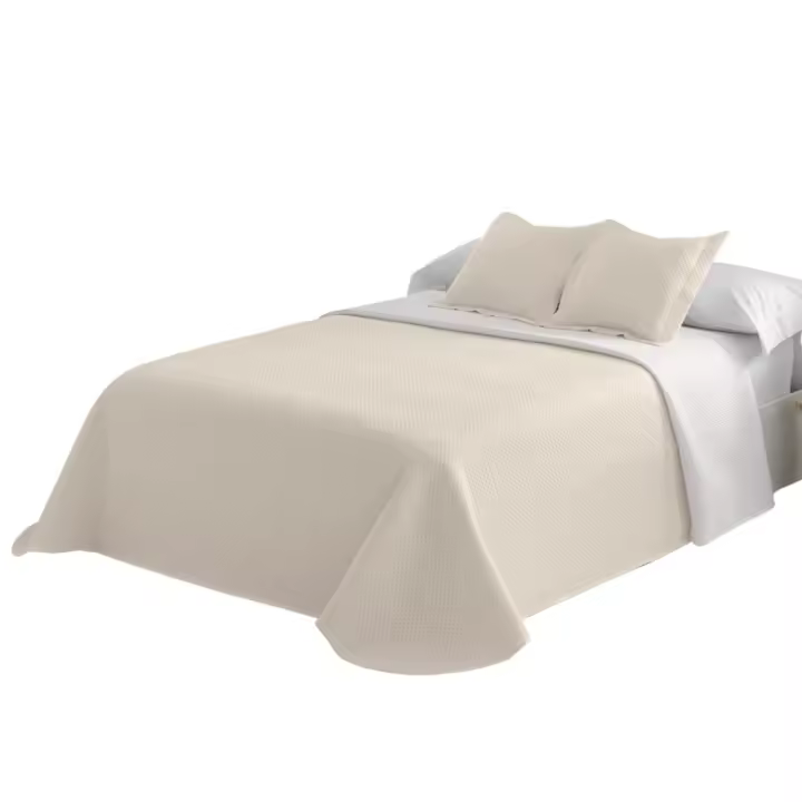 Colcha Doble Cara 5 Colores - Gris Nube, Blanco Nieve, Turquesa, Beige Arena y Azul Cielo | Tallas Exactas 90, 105, 135 y 150 cm | Incluye 1-2 Fundas de Almohada Reversibles | Tejido Poliéster Ultra Suave Antipilling y Secado Rápido - 1