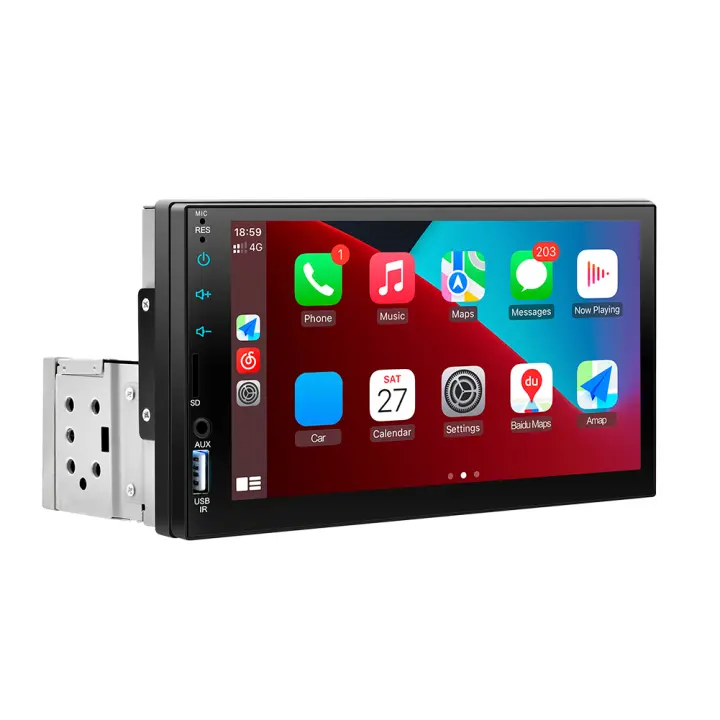 Autorradio Bluetooth 7", 1 Din Carplay Android Reproductor multimedia automático Pantalla táctil HD FM AUX MirrorLink universal - 1