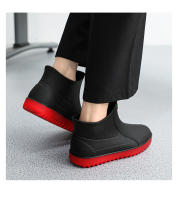 Botas De Lluvia Para Hombres Negras Impermeables Cuatro Estaciones Camping Al Aire Libre Pesca Zapatos De Trabajo Con Tubo Corto Para Lavado De Coche - details 28