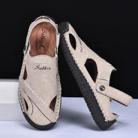 Sandalias De Verano Hechas a Mano Para Hombre Zapatos De Cuero Transpirables Antideslizantes Para Playa Y Exteriores Moda Casual Talla Verdadera - details 12