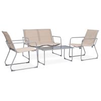 vidaXL Juego de muebles de jardín 4 piezas tela y acero crema - details 0