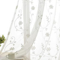Cortinas Blancas De Encaje Con Bordado Floral Para Sala De Estar Y Dormitorio Ventanas Translúcidas Decoración Hogar Cortina De Voile Moderna Sin Aislamiento Solar - details 3