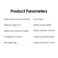 Aparato De Trimmer De Pelo Nasal Eléctrico Portátil Recargable USB Seguro Para Mujeres Y Hombres No Daña La Cavitación Nasal Labios Y Cejas - details 7