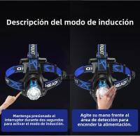 Linterna Frontal LED Potente XHP199 Para Pesca Y Camping Recargable USB 18650 Lámpara Frontal Con Ángulo De Haz De 180° Fuente De Luz LED Batería De Litio Metálico Impermeable - details 19