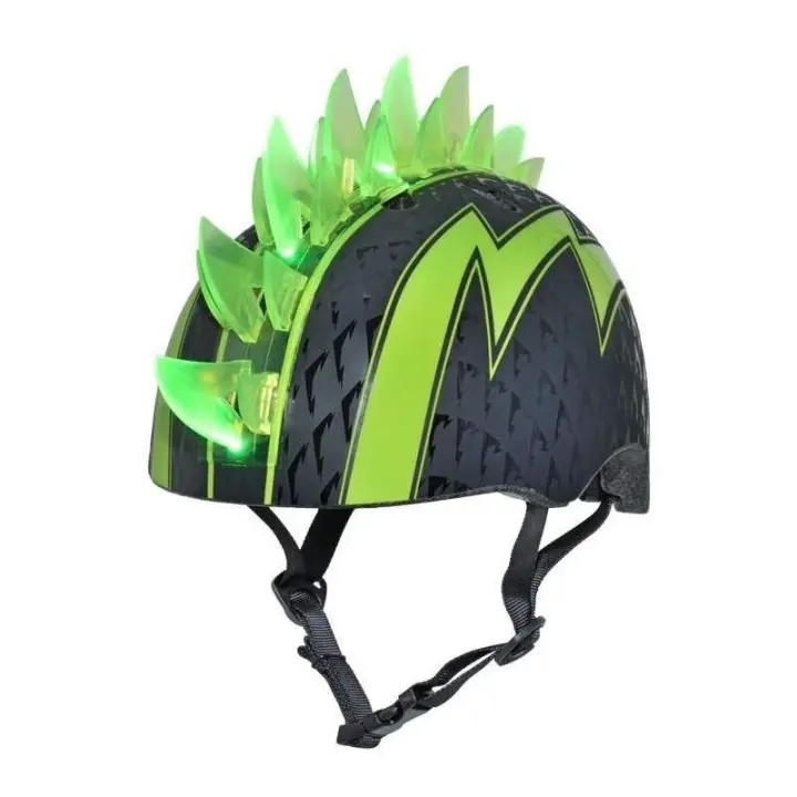C-PREME Casco Infantil con Luz LED Negro/Verde - Protección para Bicicletas - 1