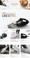 VacLife Aspiradora de Mano, Aspiradora de Coche Sin Cable, Mini Aspiradora Portátil Recargable de Mano Inalámbrica, Aspiradora de Coche Potente con 2 Filtros - details 0