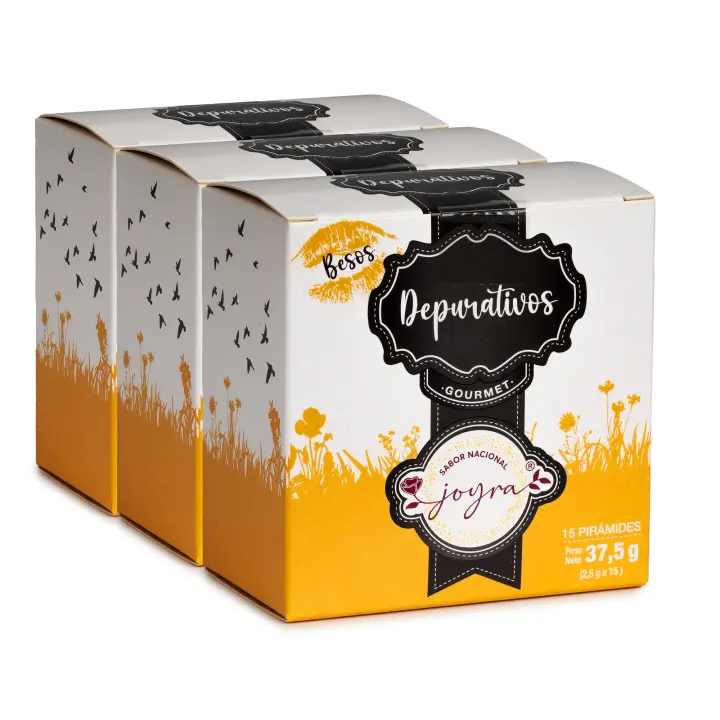 ARTE SABOR Pack de 3 cajas de Infusión natural de depurativos (cola de caballo, tomillo, lemongrass y rosa mosqueta) en 15 pirámides. 37,5 grs 9x5x9,5 Cm. - 1