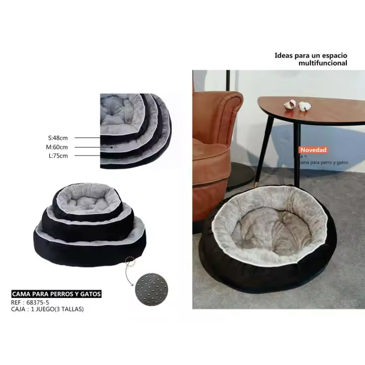 Cama para perros y gatos talla S/M/L NEGRO/ROJO - 1
