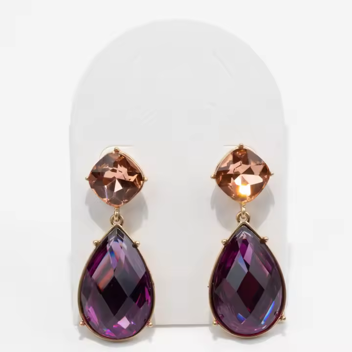 Destellos Nocturnos: Pendientes de Cristal Violeta Destellos Nocturnos: Pendientes de Cristal Violeta Fine Jewelry Pendientes Pendientes Colgantes - 1