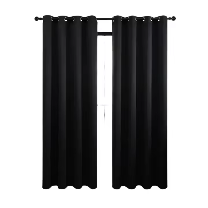 Cortinas De Bloque De Luz Negras Para Dormitory Y Oficina Doble Capa No Existentes Dispositivos Inteligentes Material 100% Poliéster - 1