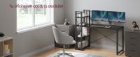 VASAGLE Escritorio, Mesa de Ordenador con Estantes a Derecha o Izquierda, Mesa de Oficina de 137,2 cm, para Estudio, Oficina en Casa, Fácil Montaje, Negro Ébano - details 0