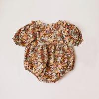 Babero De Verano Para Bebé Niña Con Estampado Floral Camiseta Corta Algodón Romper Unipiece Para Recién Nacidos Estilo Cute - details 3