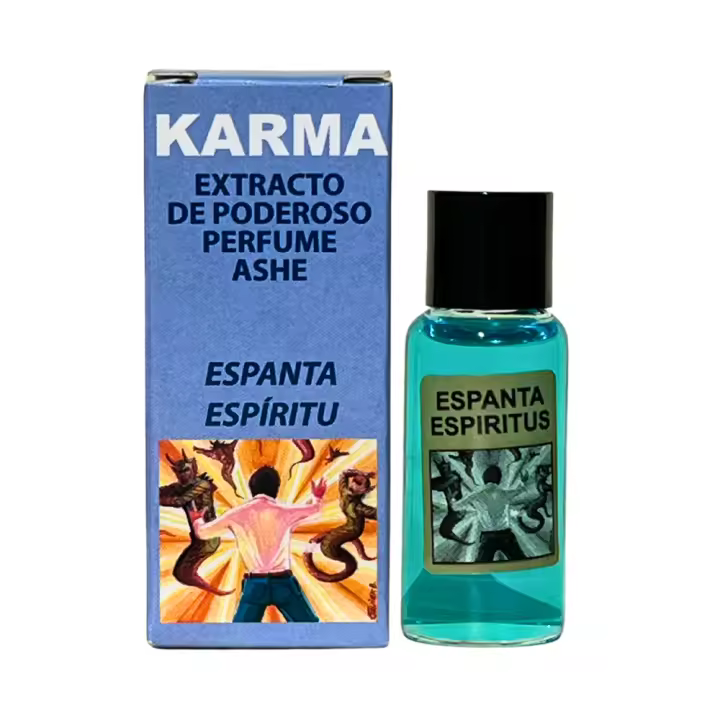 EXTRACTO DE PERFUME DE ESPANTA ESPÍRITU (10ml) - KARMA | Alejar y Ahuyentar Espíritus No Deseados | Calma, Armoniza y Relaja el Ambiente | Extracto Esotérico de Perfume Ashe Milenario de Éxito en Santería - 1