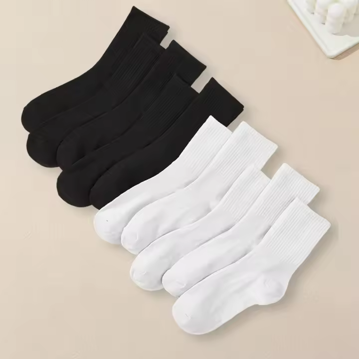 10 Pares De Calcetines Redondos Para Mujer En Colores Sólidos Calcetines Casuales De Medio Tamaño Moda Versátil Y Versátil - 1