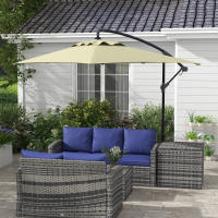 Outsunny Parasol Excéntrico 294x193 cm Sombrilla de Jardín con Base Cruzada y Manivela Impermeable Protección UV Sombrilla para Terraza Patio - details 1