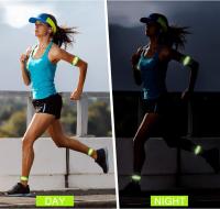 4 piezas de bandas reflectantes de alta visibilidad, correas reflectantes, pulseras de cinta, equipo reflectante para correr para mujeres, hombres, correr, ciclismo, caminar, brazo, muñeca, tobillo, pierna - details 3