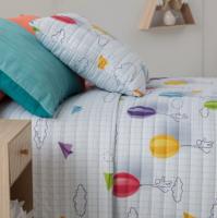 Manterol Outlet - Colcha bouti infantil globos y aviones de papel. Cubrecama con tejido fino, extra suave y ligero. - details 1