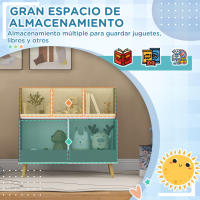 HOMCOM Estantería para Juguetes para Niños Organizador Infantil de 2 Niveles con 5 Compartimentos y Patas de Madera de Pino para Guardería Sala de Juegos 80x34x72,5 cm Gris y Blanco - details 0
