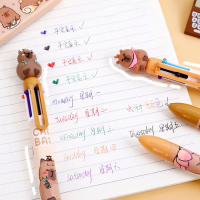 Bolígrafo De Bola Multicolor De Capybara Cartoon Recargable 6/4 Colores Estudiantes Suministros De Papelería Plástico - details 2