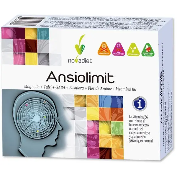 ANSIOLIMIT. 60 CÁPSULAS. NOVADIET. CONTRIBUYE A DISMINUIR EL NERVIOSISMO Y MEJORAR EL ESTADO DE ÁNIMO - 1
