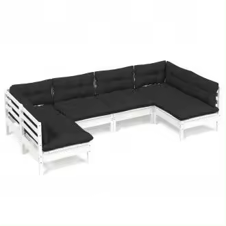 VIDAXL 3097152 conjunto de jardín de 6 piezas con sofás de pino blancos y cojines gris antracita - 1