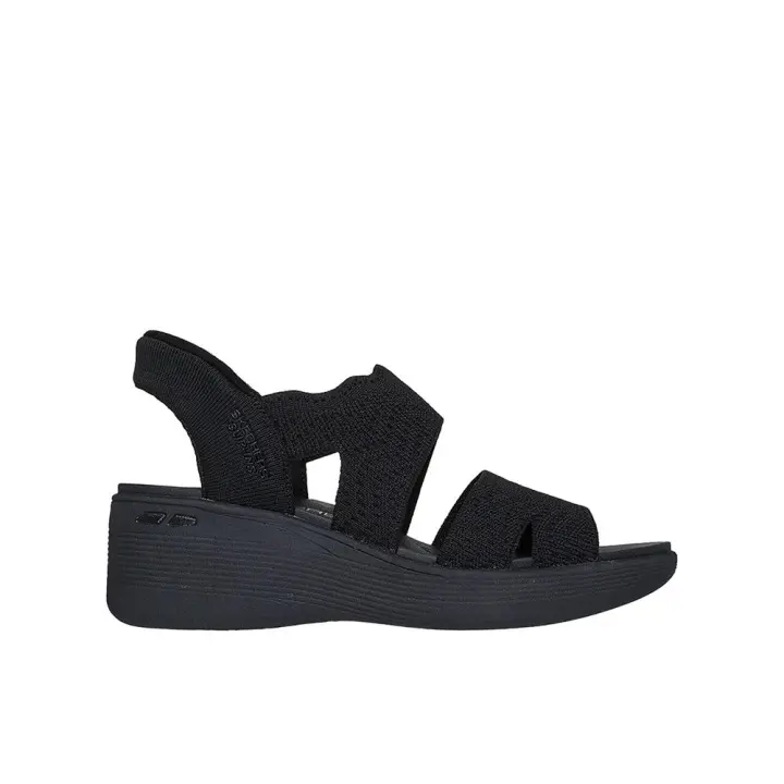 Skechers Pier-Lite - Slip On Sandalias con cuña para mujer negras en textil 83622 - 1