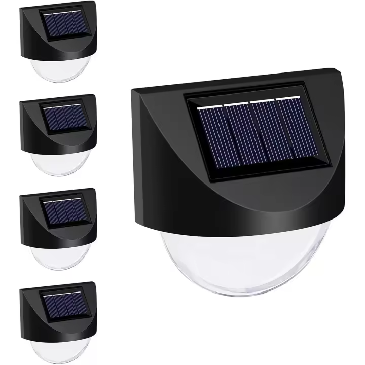 Paquete de 4 luces solares para cerca, inalámbricas IP65, impermeables, luces solares para patio, escaleras, postes, piscina, patio y jardín - 1
