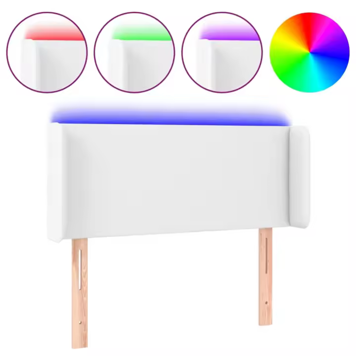 vidaXL Cabecero con LED cuero sintético blanco 103x16x78/88 cm - 1