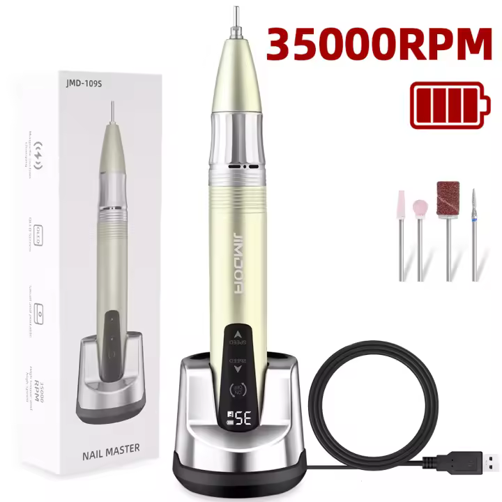 Timissfox Taladro Eléctrico Para Uñas 35000RPM Recargable Portátil Para Manicura Y Pedicura Maquinaria De Uñas Para Polvos De Gel Equipamiento De Salón De Belleza - 1