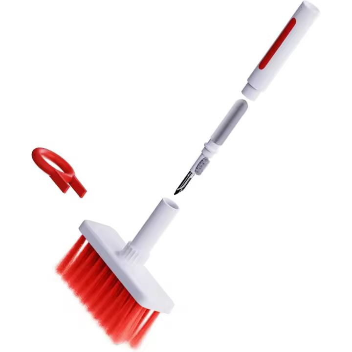 Soft Keyboard Cleaner Brush 5 en 1 Kit de herramientas de limpieza multifunción Extractor de polvo y cepillo múltiple para auriculares portátiles y Airpods (rojo) - 1