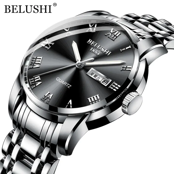 Reloj De Pulsera De Cuarzo Para Hombre BELUSHI Marca De Lujo De Acero Inoxidable a Prueba De Agua Con Calendario Y Manos Luminosas Estilo Deportivo - 1