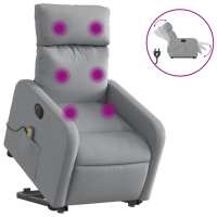 vidaXL Sillón de masaje eléctrico reclinable elevable tela Gris claro, Gris oscuro, Negro Sillon Dormitorio Sillon Comodos Silla Relax Sillón Sofá - details 0