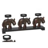 "GISSED - Portavelas Decorativo de Madera con Diseño de Elefantes Tallados y Soportes Metálicos para Velas – Estilo Rústico y Elegante para Hogar, Terrazas y Eventos – Aporta Calidez y Serenidad a Cualquier Espacio – Material Resistente y Duradero . - details 3