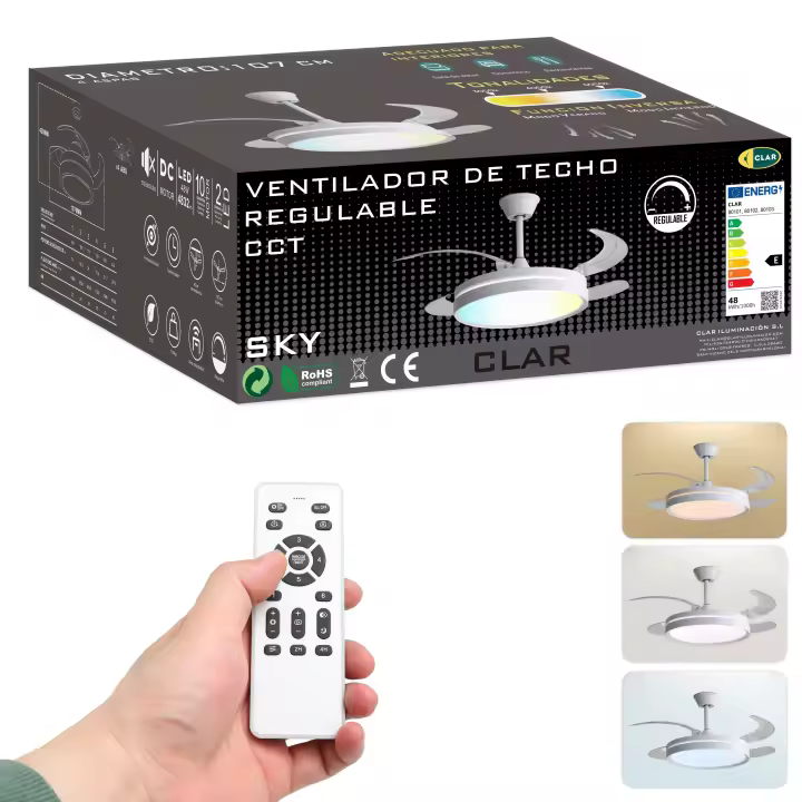 Ventilador de Techo con Luz LED Regulable y Mando – Motor Silencioso, Función Verano/Invierno, Ideal para Dormitorio o Salón - 1
