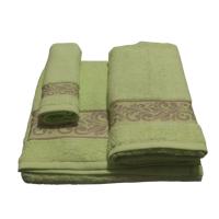 Juego de Toallas Cenefa Baño Verde Manzana – 3 Piezas de Lujo | 100% Algodón Portugués | 500 g/m |Mercatienda.es - details 2