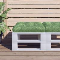 vidaXL Cojín para palés tela estampado de hojas 50x50x12 cm en color Diseño de hojas/Tuquesa/Crema y más | acolchados duraderos para sofás de jardín terraza exterior - details 0
